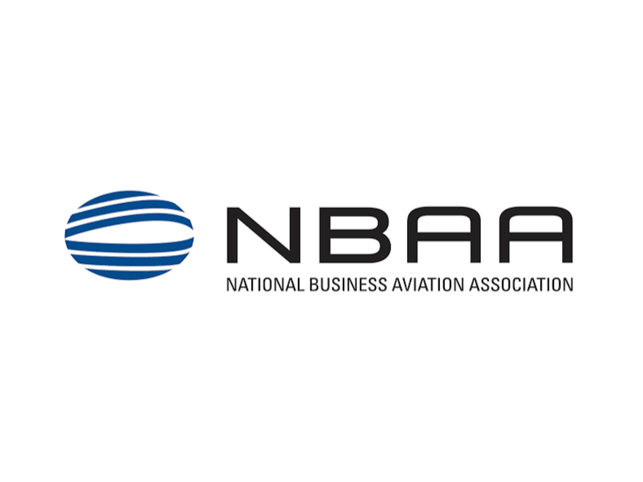 NBBA logo: blue striped globe icon on the left and bold 'NBBA' text to the right with 'National Business Aviation Association' beneath.